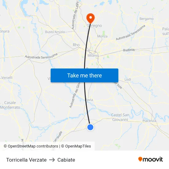 Torricella Verzate to Cabiate map