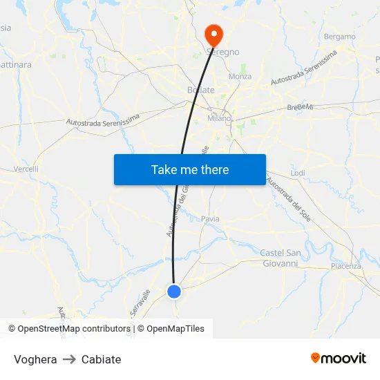 Voghera to Cabiate map