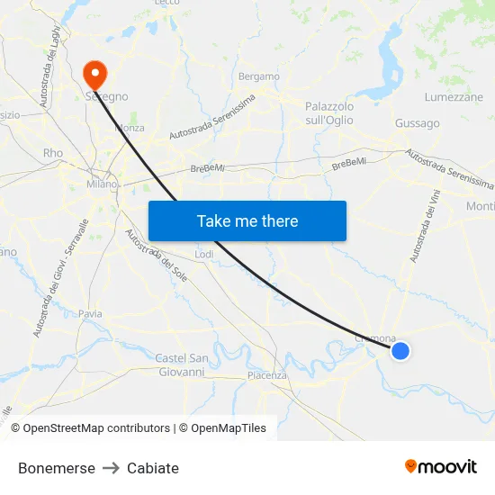 Bonemerse to Cabiate map