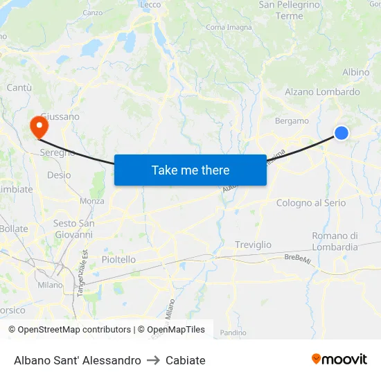Albano Sant' Alessandro to Cabiate map