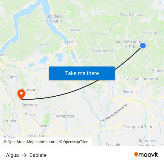 Algua to Cabiate map