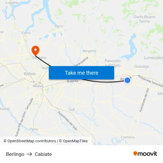 Berlingo to Cabiate map