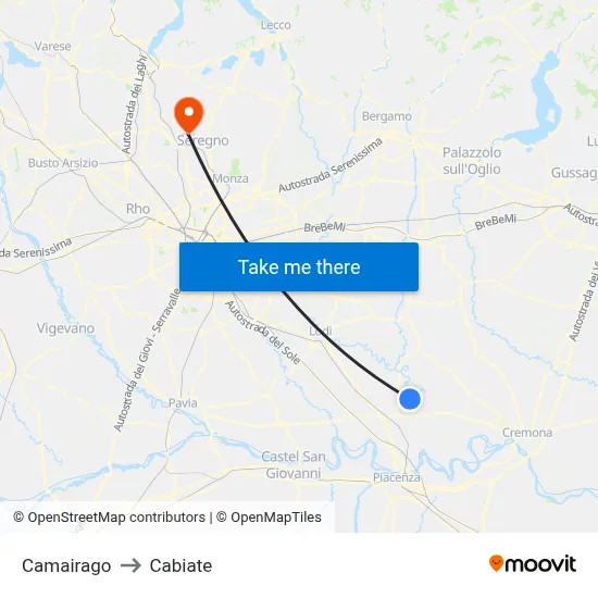 Camairago to Cabiate map