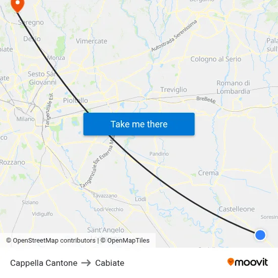 Cappella Cantone to Cabiate map