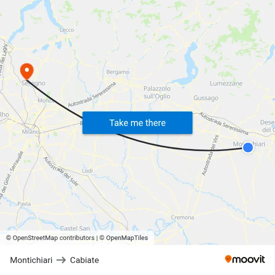 Montichiari to Cabiate map