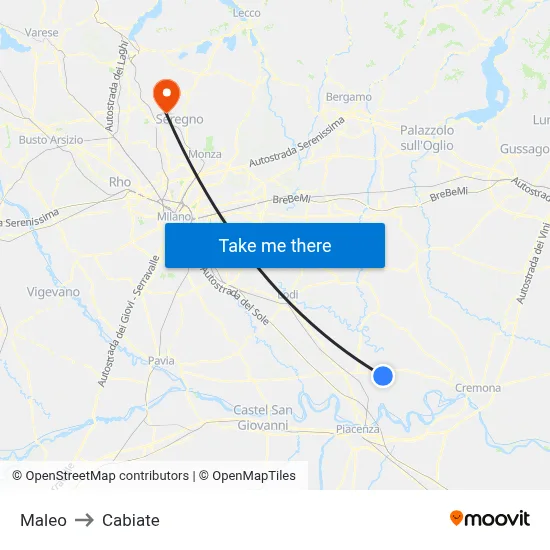 Maleo to Cabiate map