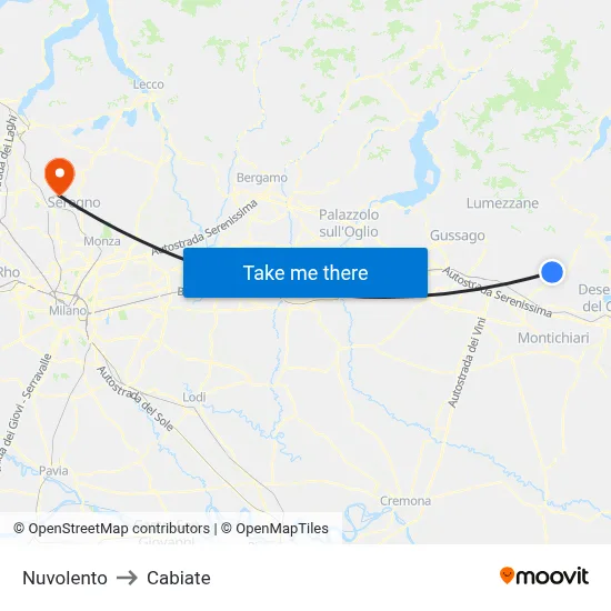 Nuvolento to Cabiate map