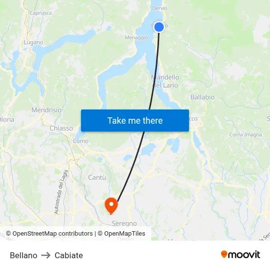 Bellano to Cabiate map