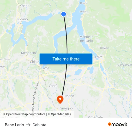 Bene Lario to Cabiate map