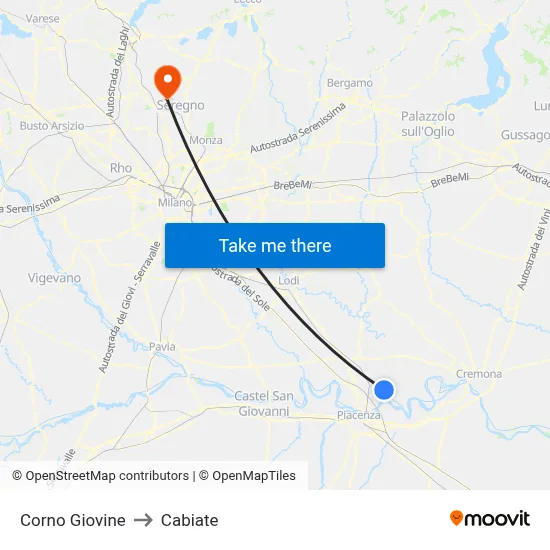 Corno Giovine to Cabiate map