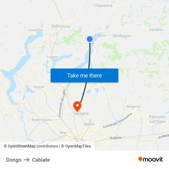 Dongo to Cabiate map