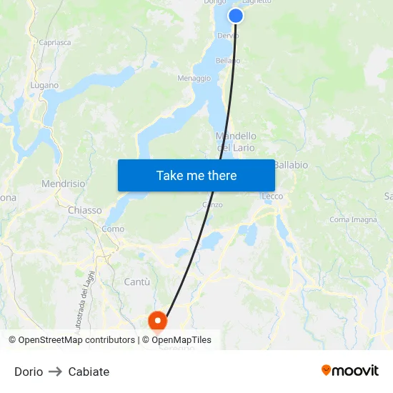 Dorio to Cabiate map