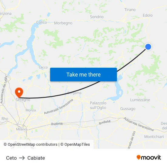 Ceto to Cabiate map