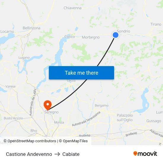Castione Andevenno to Cabiate map
