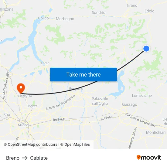 Breno to Cabiate map