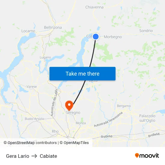 Gera Lario to Cabiate map