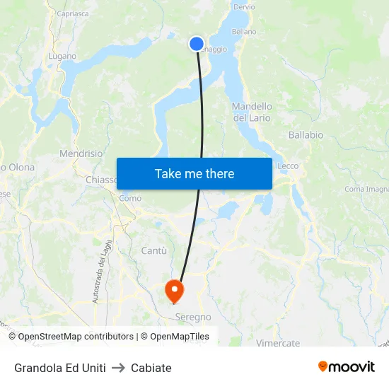 Grandola Ed Uniti to Cabiate map