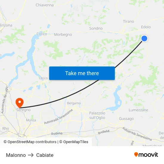 Malonno to Cabiate map