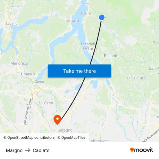 Margno to Cabiate map