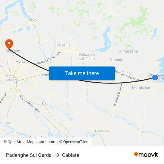 Padenghe Sul Garda to Cabiate map