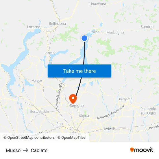 Musso to Cabiate map