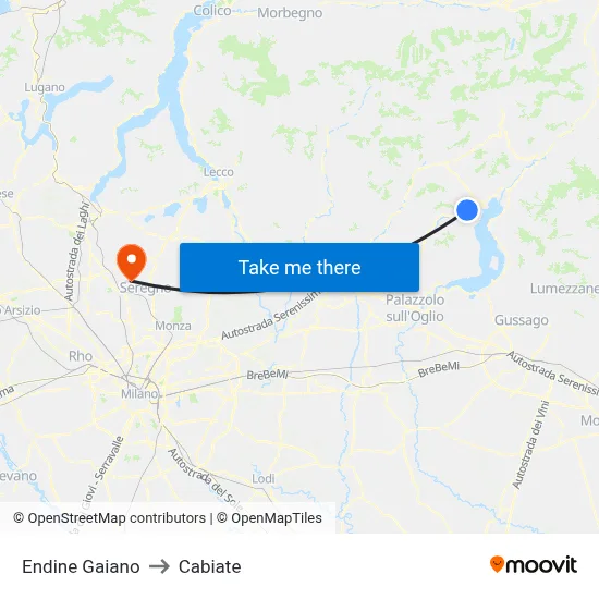 Endine Gaiano to Cabiate map