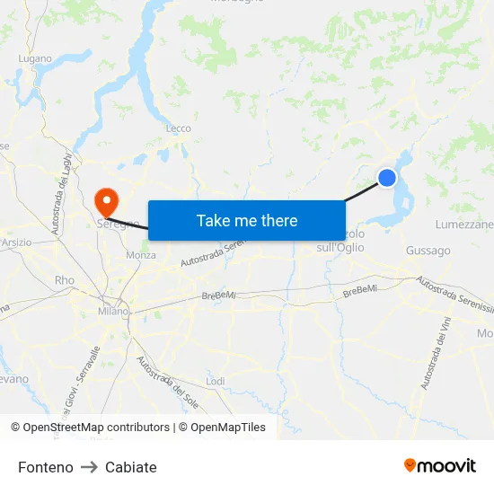 Fonteno to Cabiate map