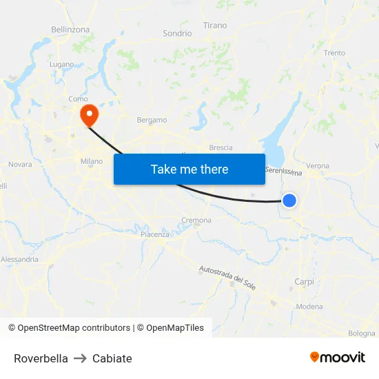 Roverbella to Cabiate map