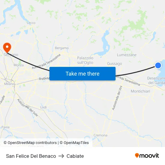 San Felice Del Benaco to Cabiate map