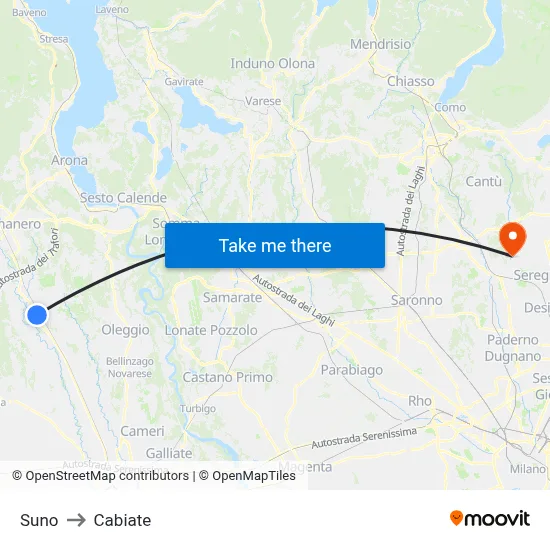 Suno to Cabiate map