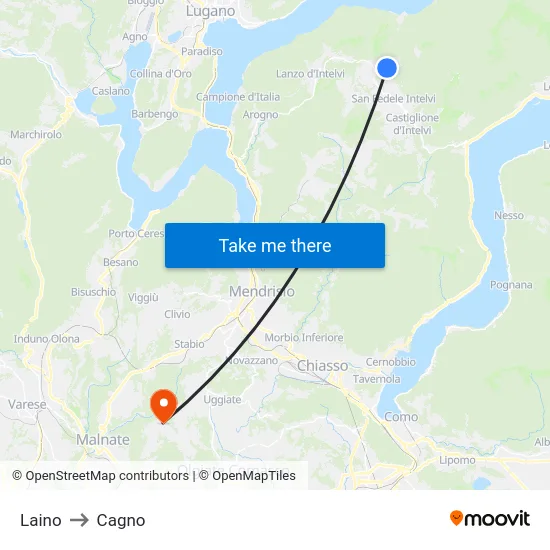 Laino to Cagno map