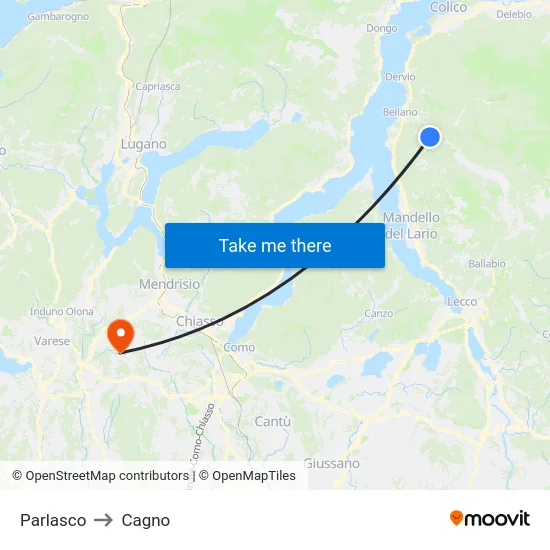 Parlasco to Cagno map