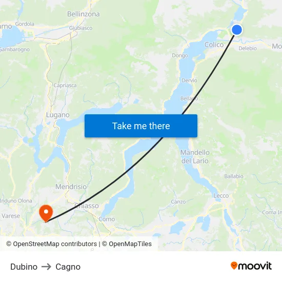 Dubino to Cagno map