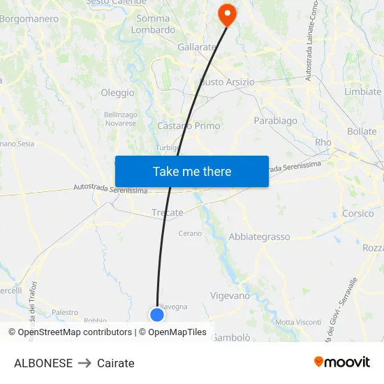 Albonese to Cairate map