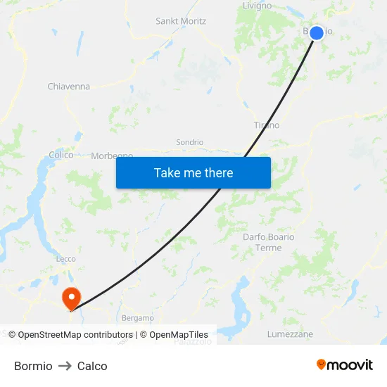 Bormio to Calco map