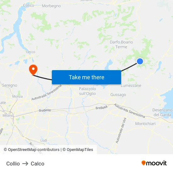Collio to Calco map