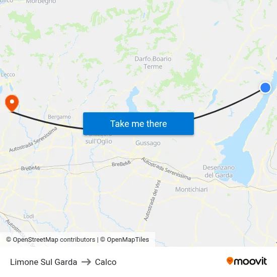 Limone Sul Garda to Calco map
