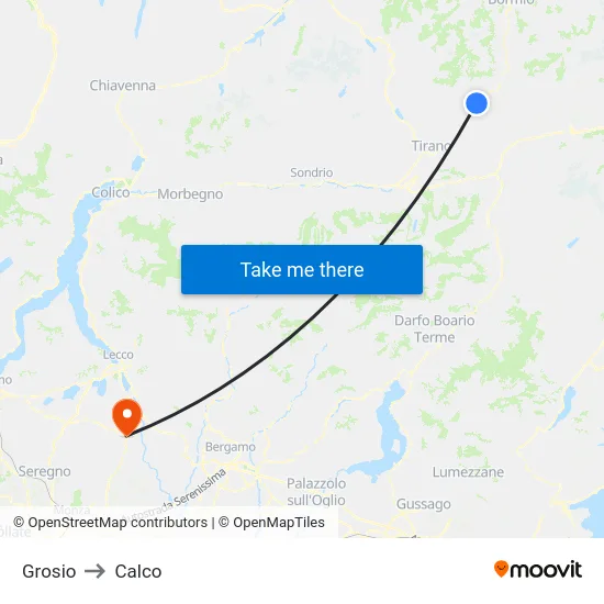 Grosio to Calco map