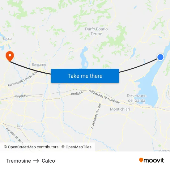 Tremosine to Calco map