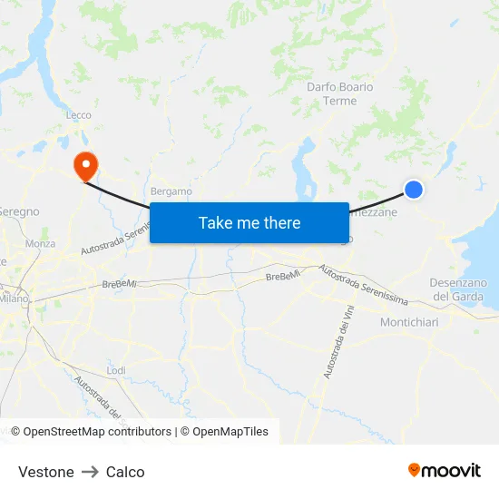Vestone to Calco map