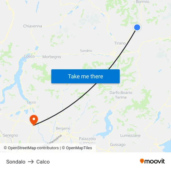 Sondalo to Calco map