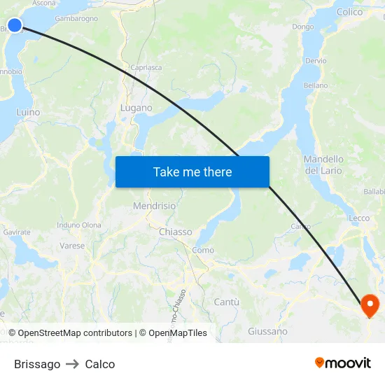 Brissago to Calco map