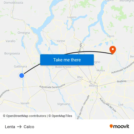 Lenta to Calco map