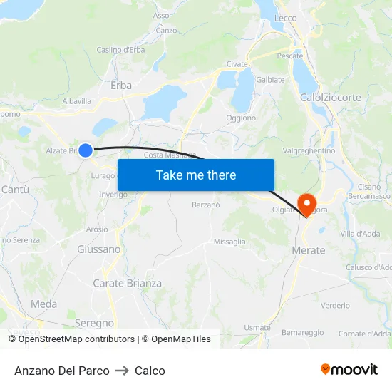 Anzano Del Parco to Calco map