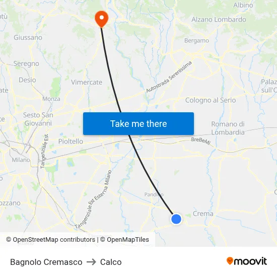 Bagnolo Cremasco to Calco map