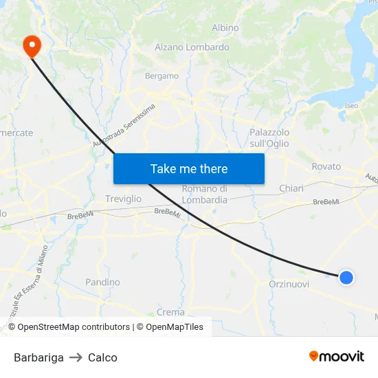 Barbariga to Calco map