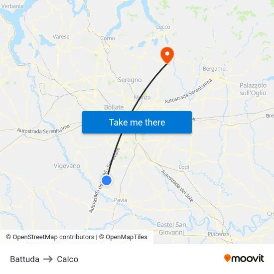 Battuda to Calco map