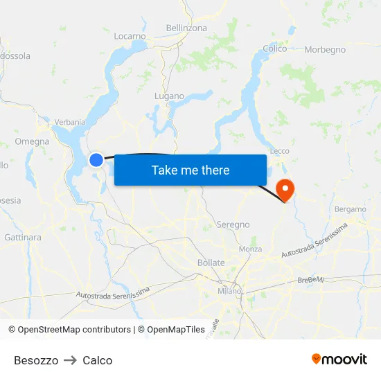 Besozzo to Calco map