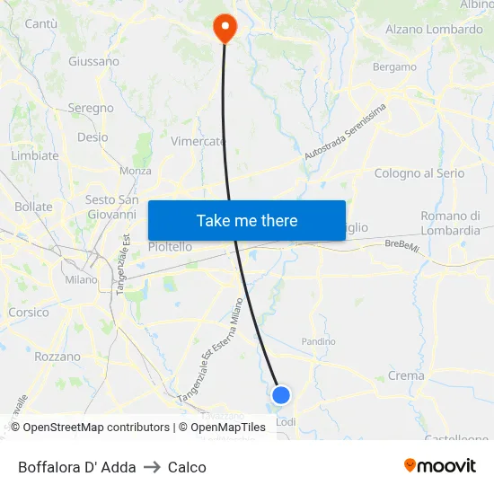 Boffalora D'Adda to Calco map