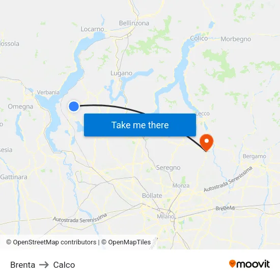 Brenta to Calco map
